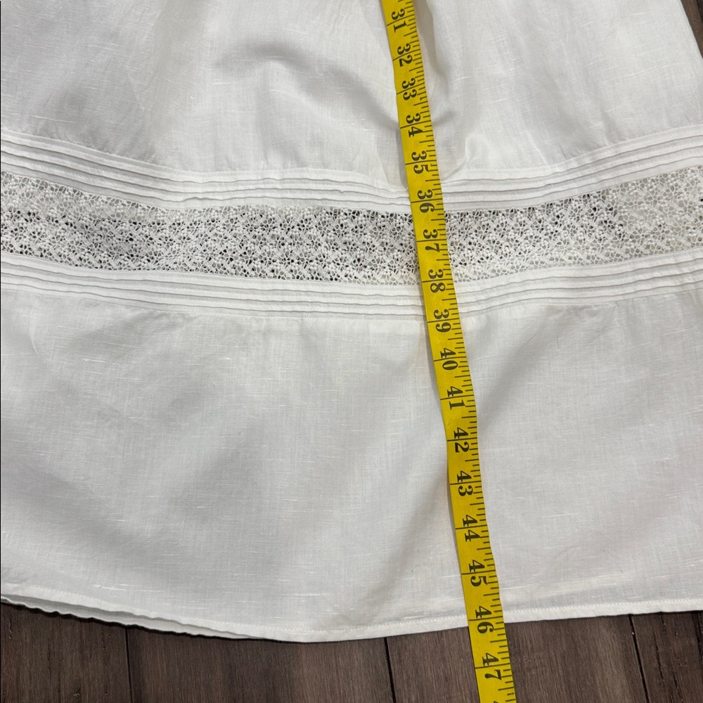 Eileen West vintage dropped waist White Midi slip Dress cotton linen blend - Picture 11 of 11